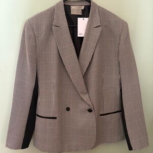 ASOS Women’s 14 Houndstooth Blazer Double Breasted Color Block NWT Checkered